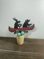 Canoe moose bear wine cork barware cabin lodge recycle bar