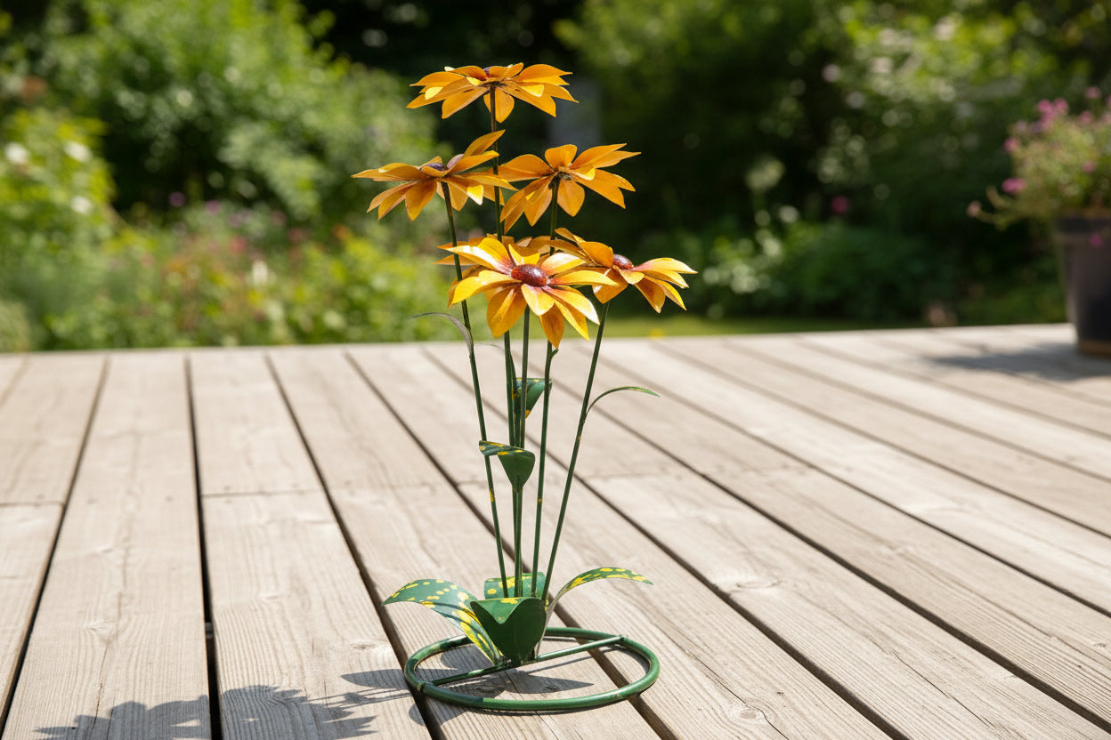 Sunflower Button Bush 30" Metal Art