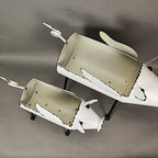 White Galvanized LG Metal Flying Pig Standing Planter