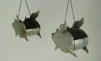 LG Distressed Metal Flying Pig Hanging Planters