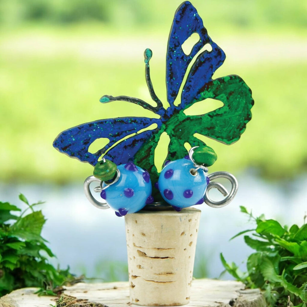 Metal Wine stopper barware kitchen  butterfly garden cork
