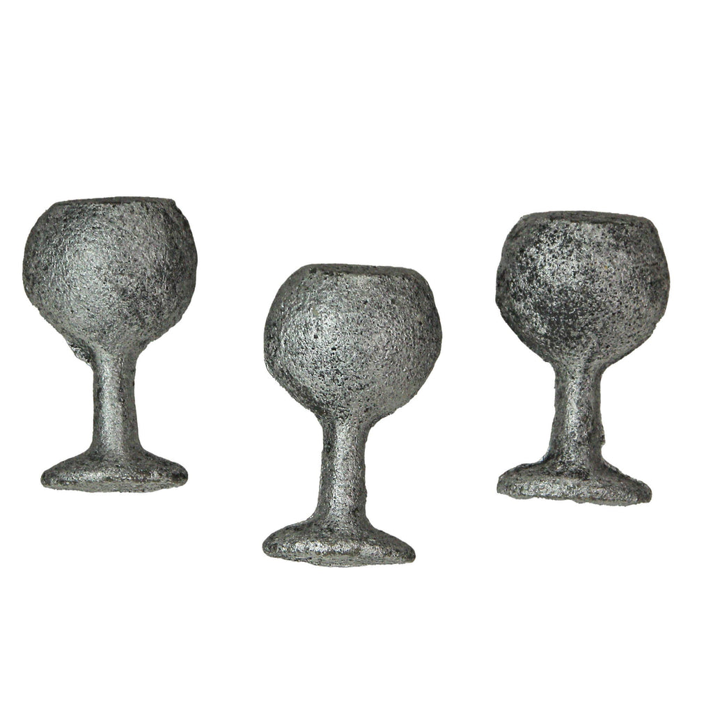 Antique Silver Finish Cast Iron Wine Glass Drawer Pulls
