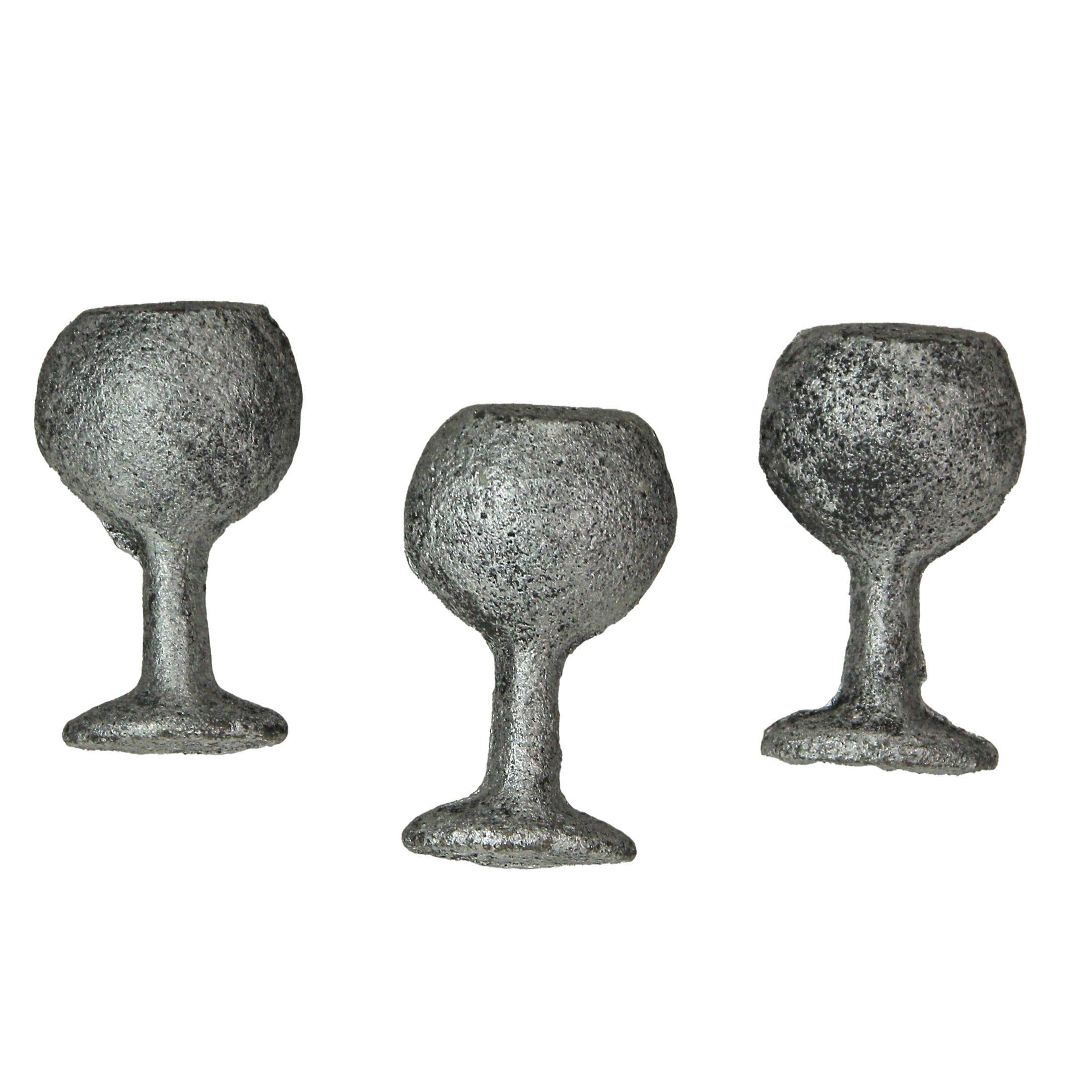 Antique Silver Finish Cast Iron Wine Glass Drawer Pulls