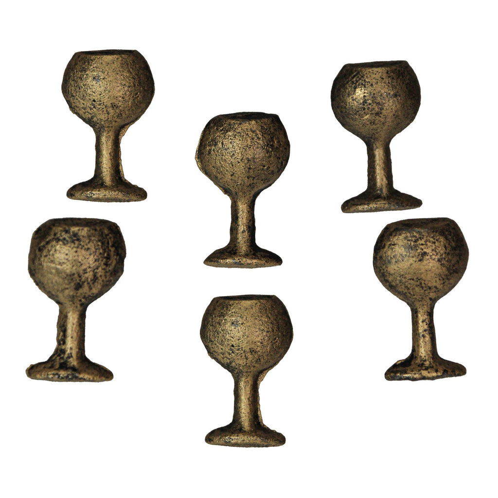 Antique Gold Finish Cast Iron Wine Glass Drawer Pulls