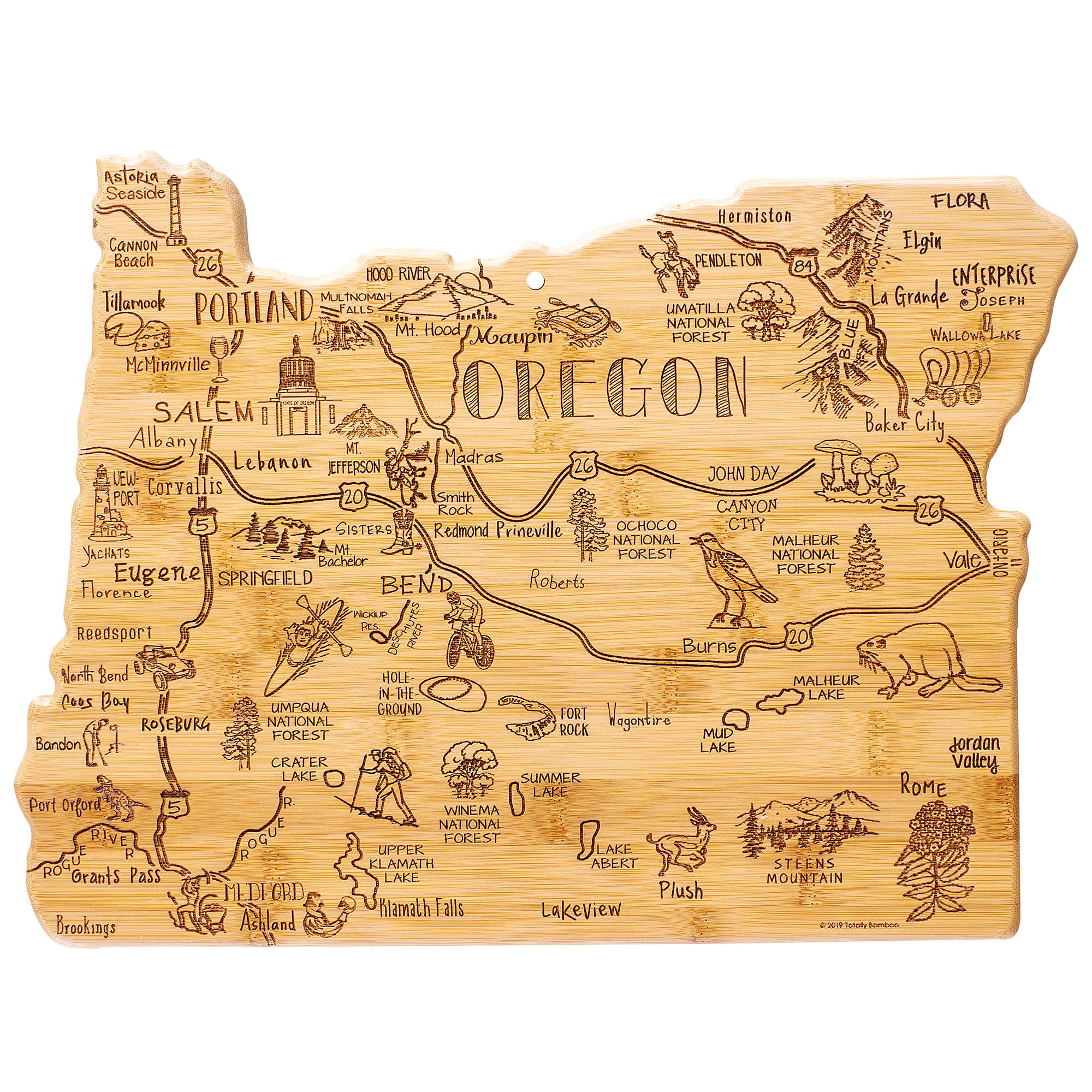 Destination Oregon Cutting Board with Engraved Artwork