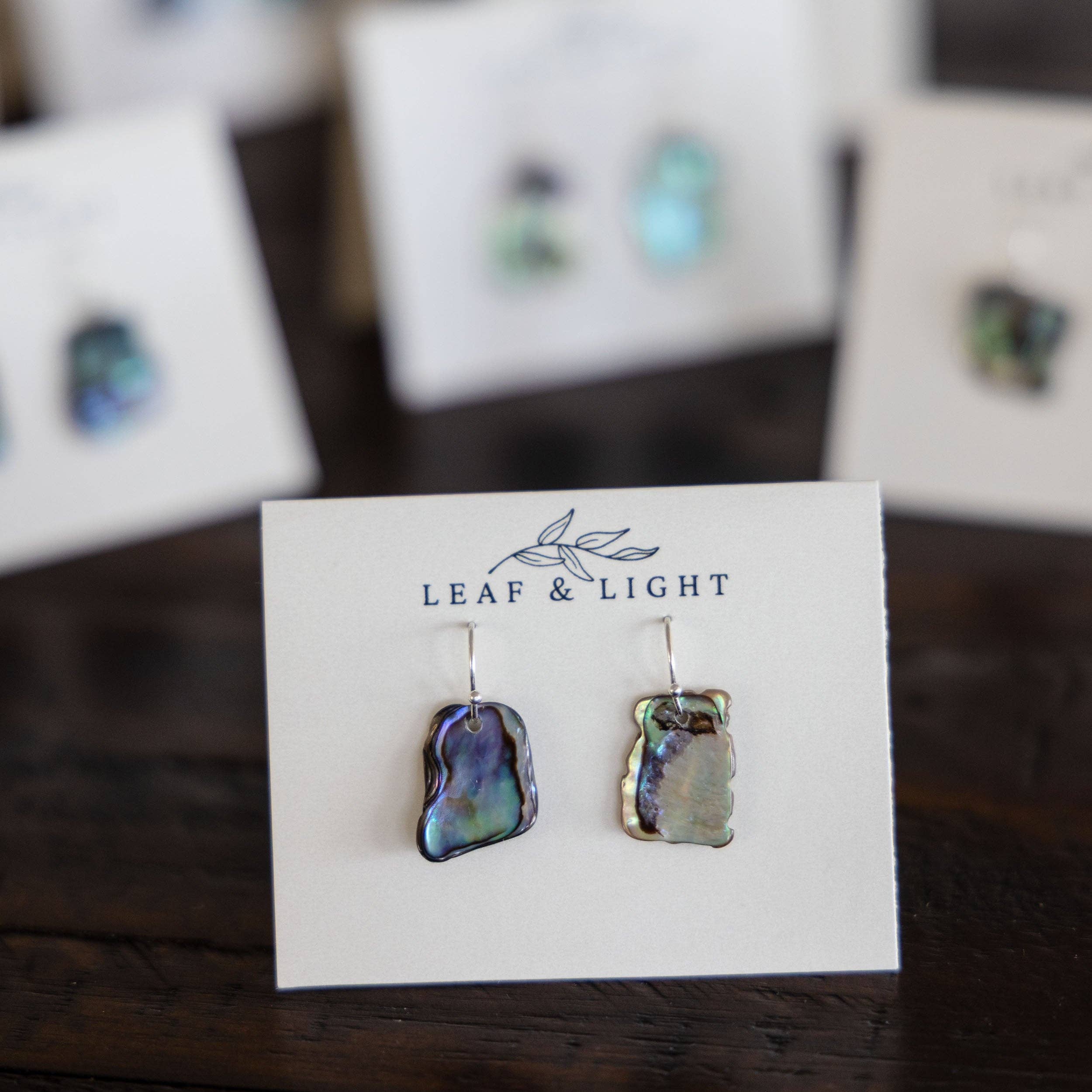 PAUA SHELL EARRINGS | PETITE STERLING SILVER DROP EARRINGS