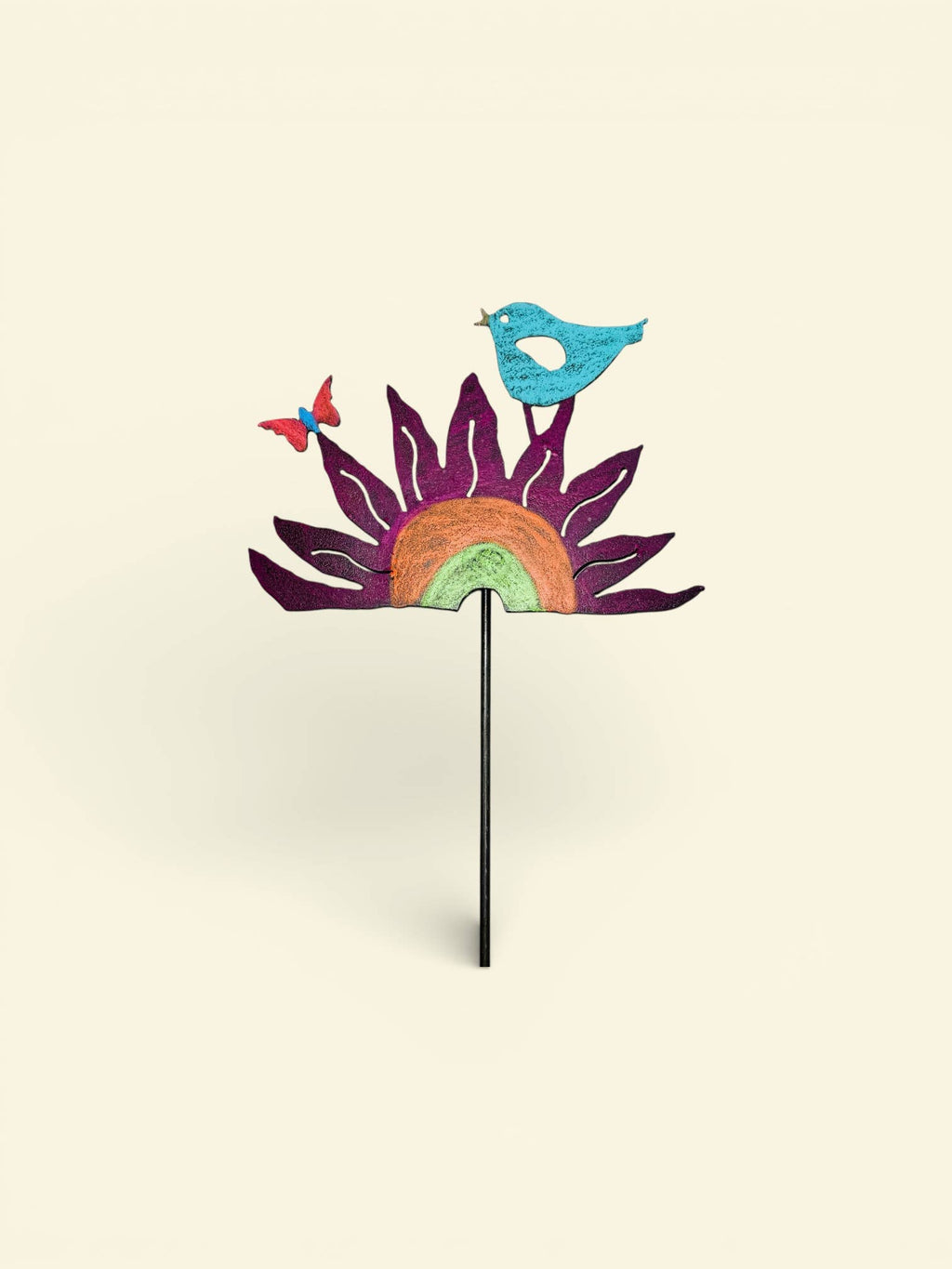 Flower garden stake bird