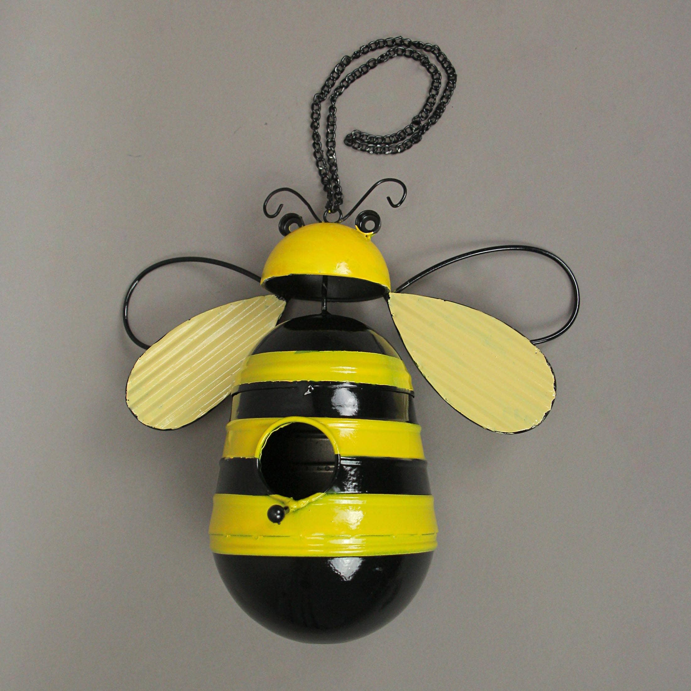 Metal Bumble Bee Hanging Birdhouse For Garden