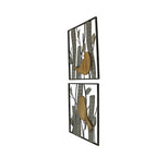 Set of 2 Rustic Wood & Metal Leaf Birds Wall Art