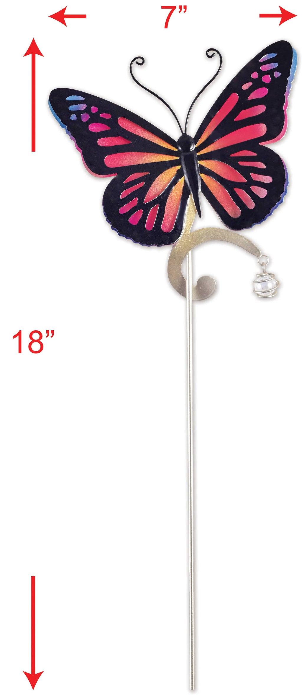 Butterfly Plant Pick, Pink & black