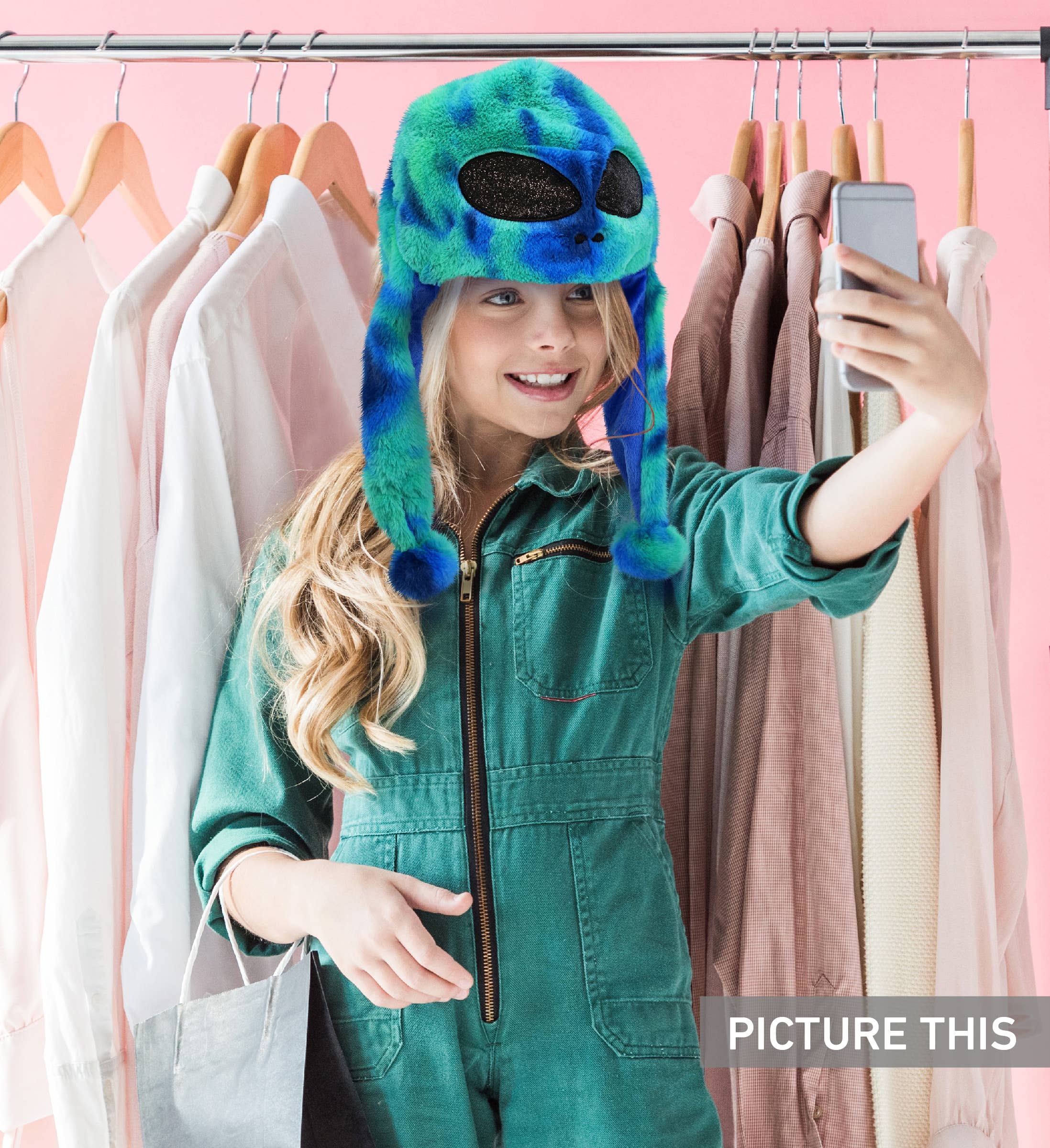 Super-Soft Plush Hat - Blue Tie-Dye Alien