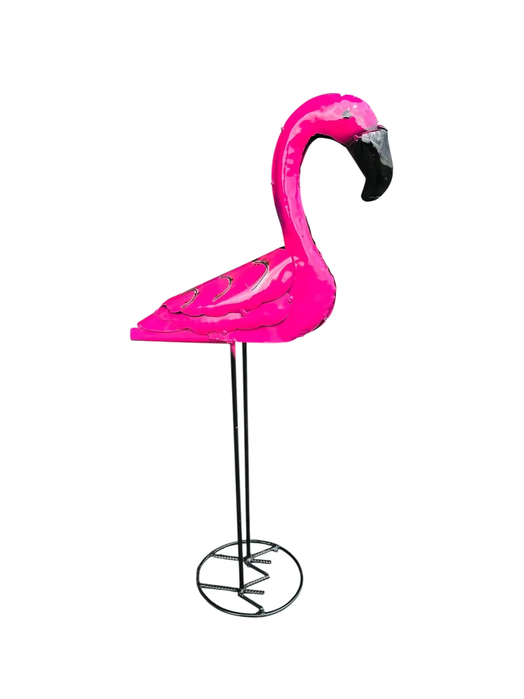 Small Flamingo Decorative Figurine, Recycled Metal