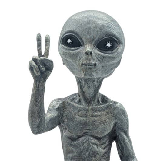 Alien Invasion Peace Dude Male Figurine 10" tall
