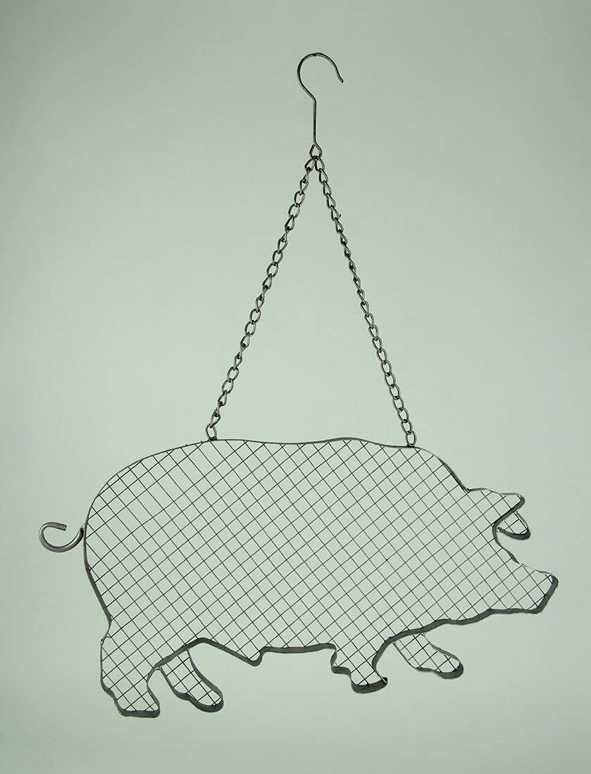Metal And Mesh Wire Hanging Pig Farmhouse Decor