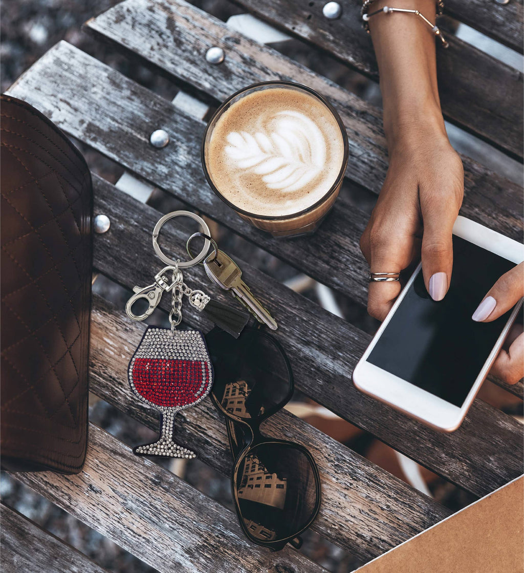 Sparkling Rhinestones Charm - Wine Glass
