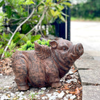 Whimsical Flying Pig Planter with Drain Hole – 17 Inch