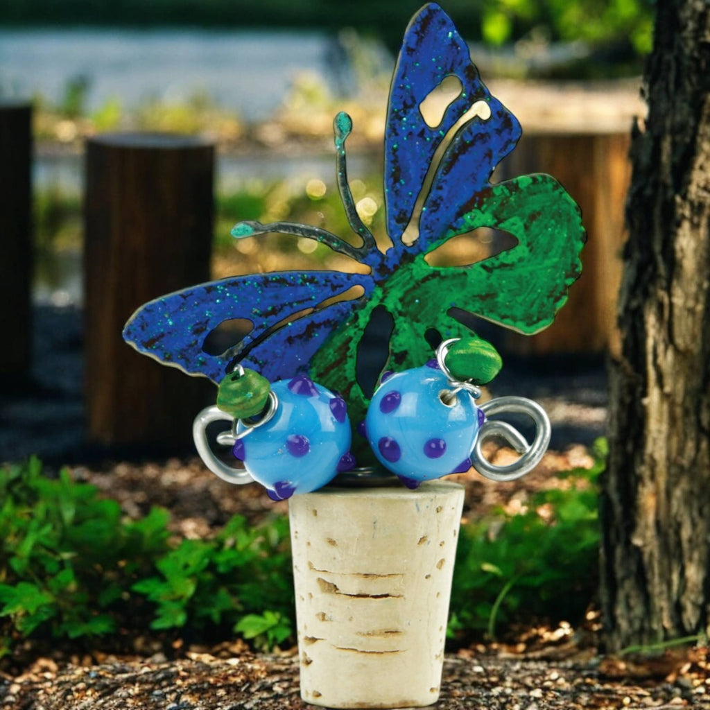 Metal Wine stopper barware kitchen  butterfly garden cork