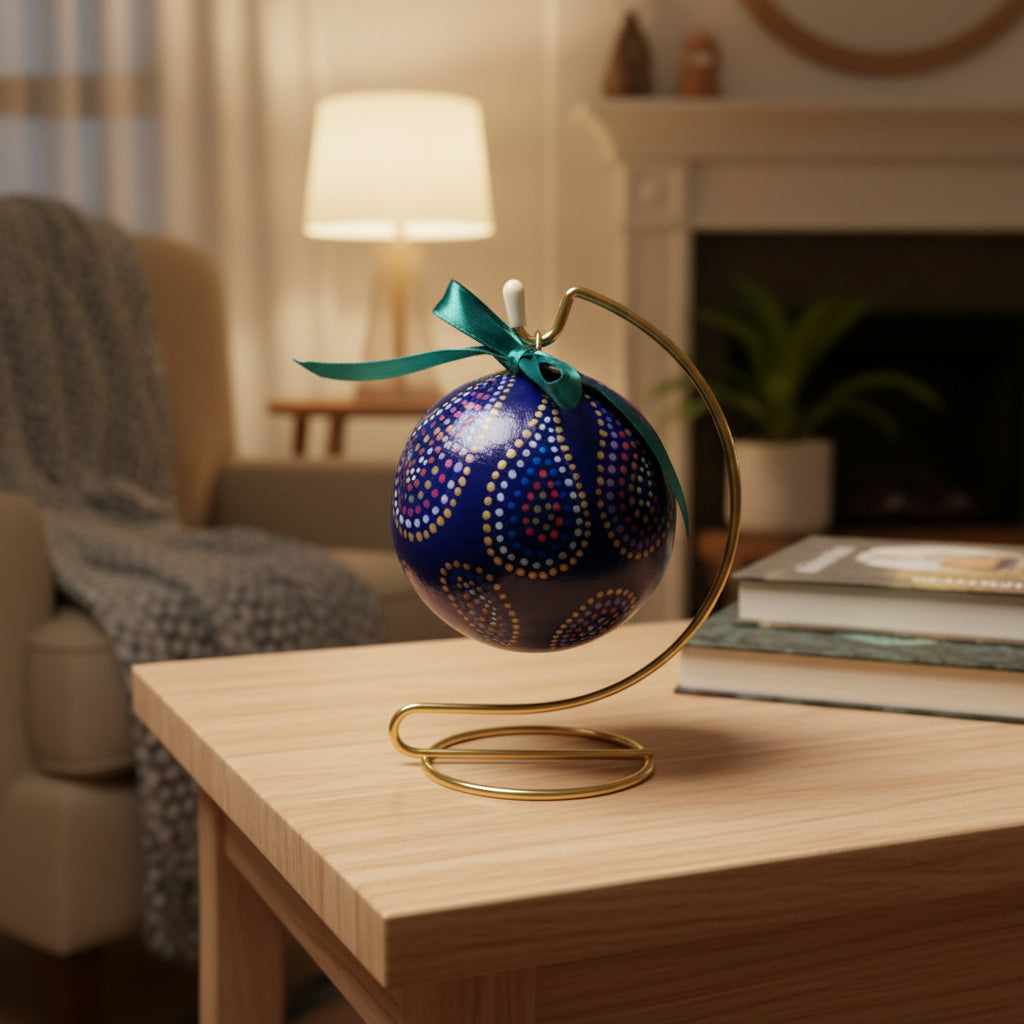 Paisley Painted Gourd Ornament w/stand