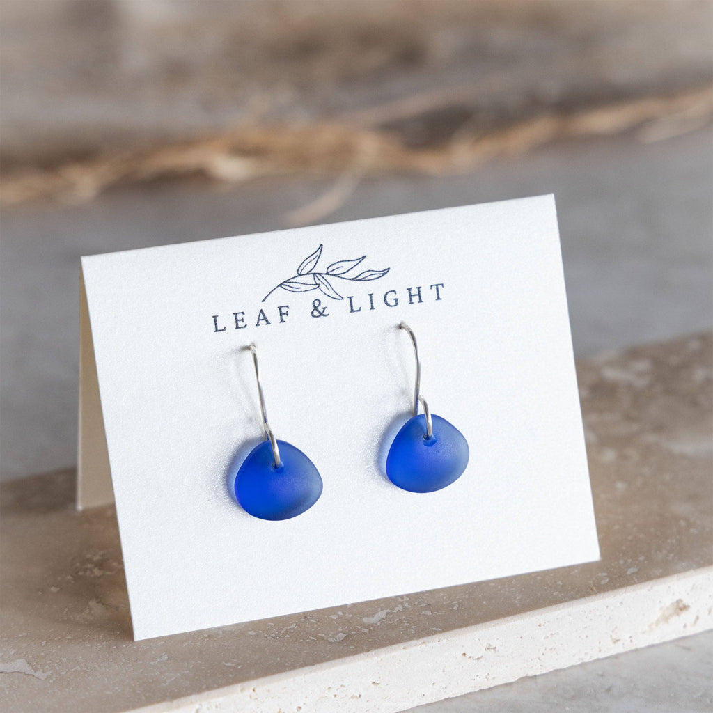 BLUE COASTAL GLASS DROP EARRINGS | STERLING SILVER