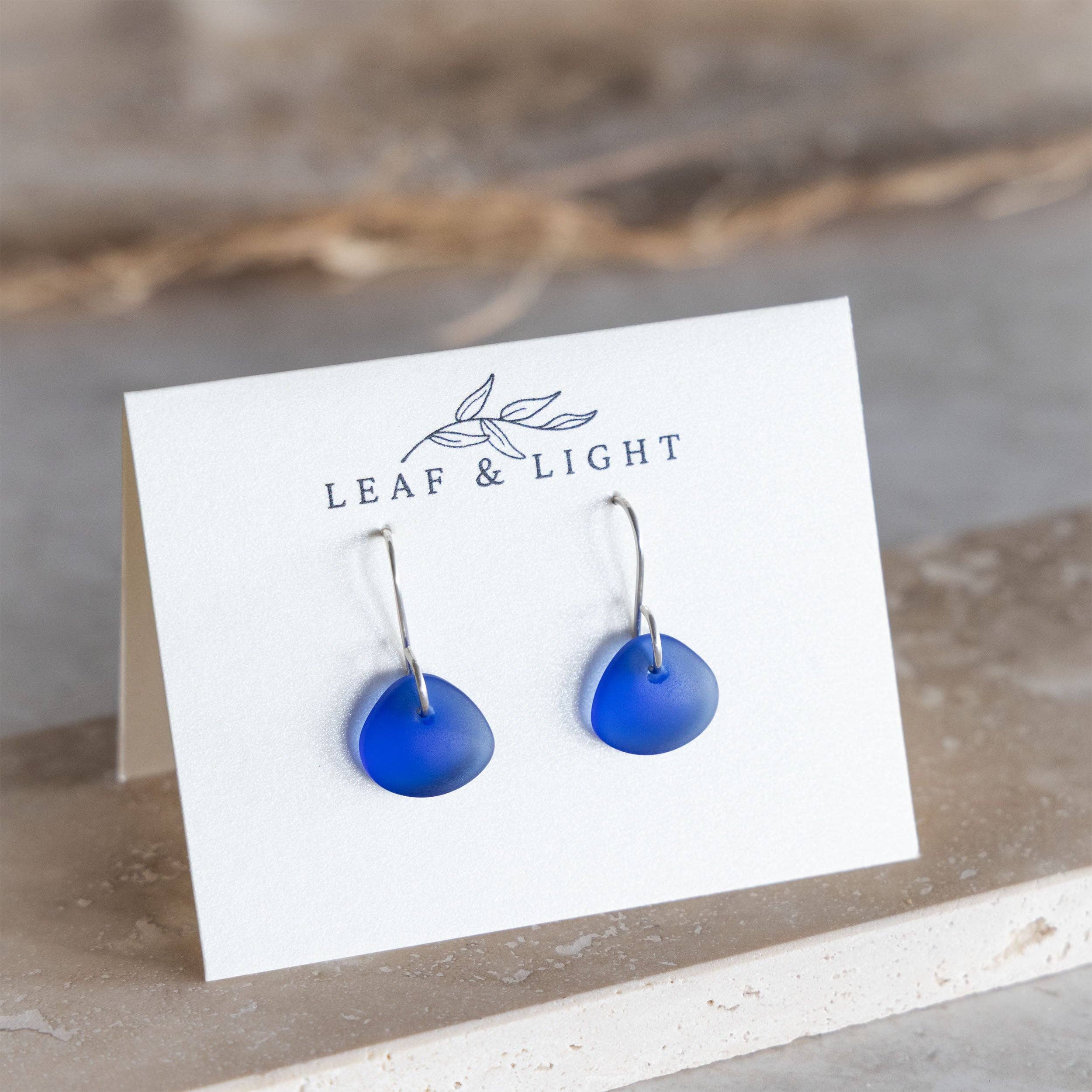 BLUE COASTAL GLASS DROP EARRINGS | STERLING SILVER