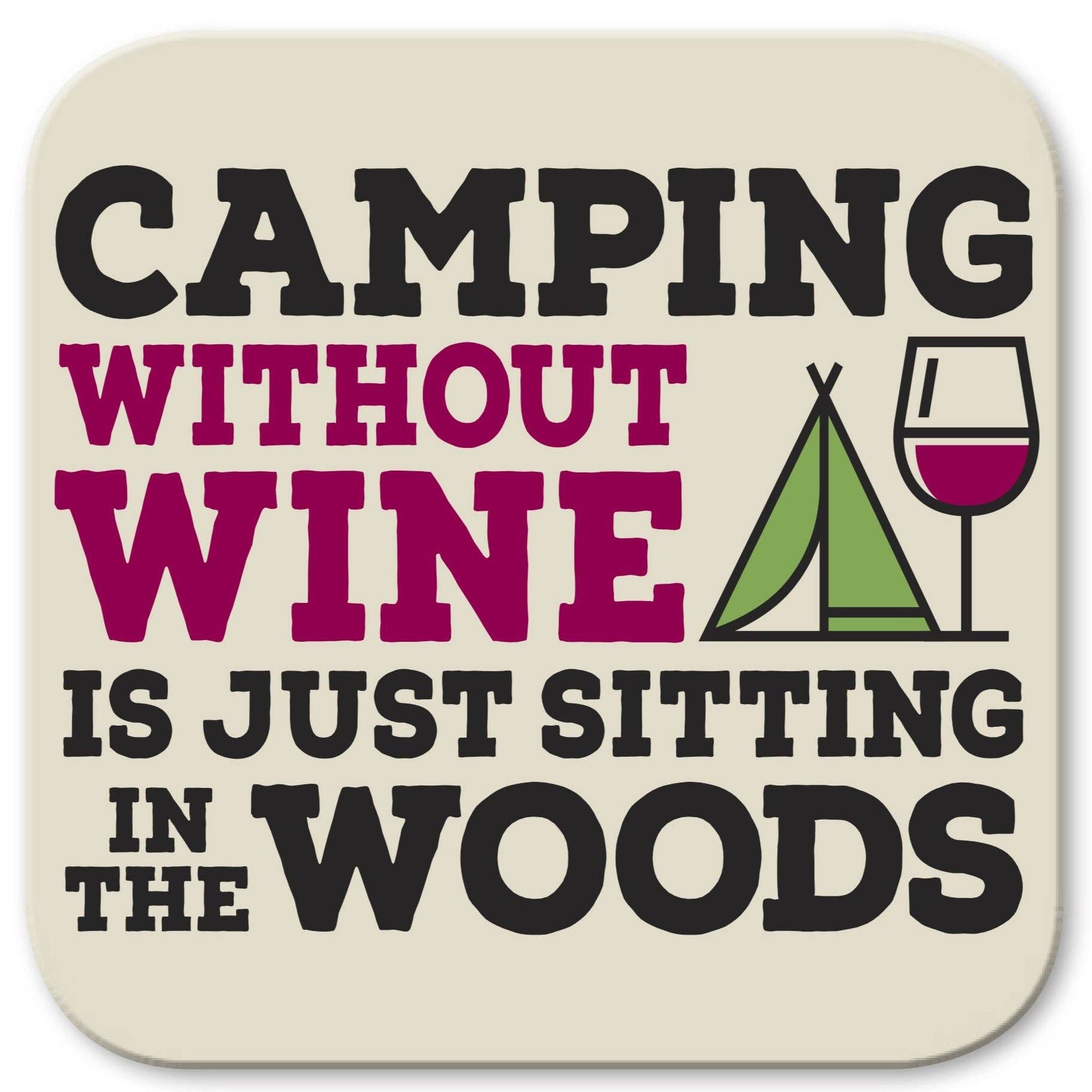 Funny Wine Coaster - Camping**