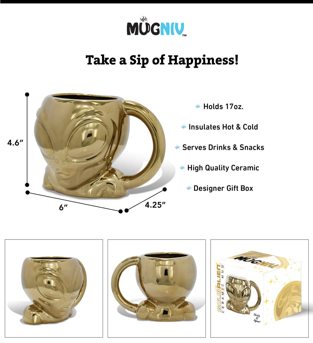 Mugniv - Gold Alien Mug - 17Oz