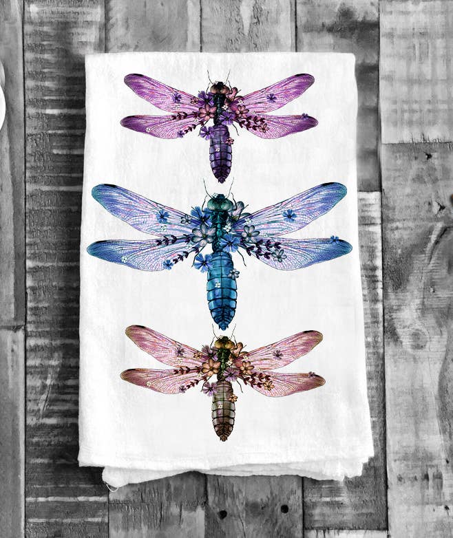 Vintage Dragonflies Insect Kitchen Flour Sack Tea Towels