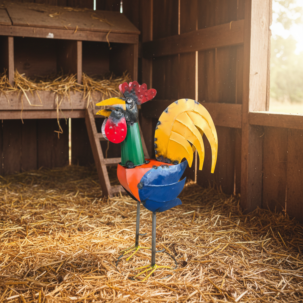39" Rooster Metal Art