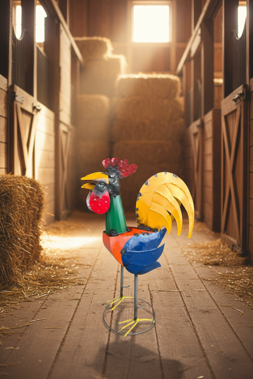 18" Rooster Metal Art