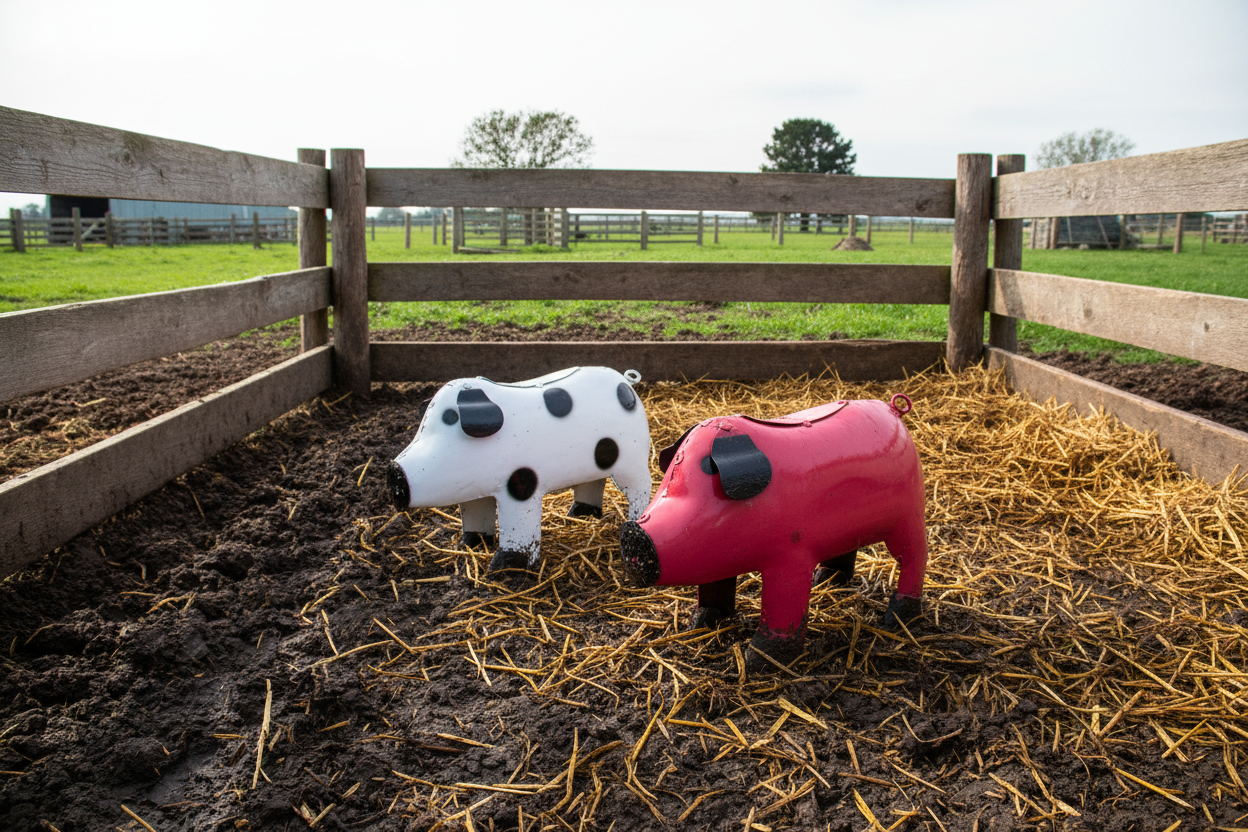 8" Micro Pig Metal Art