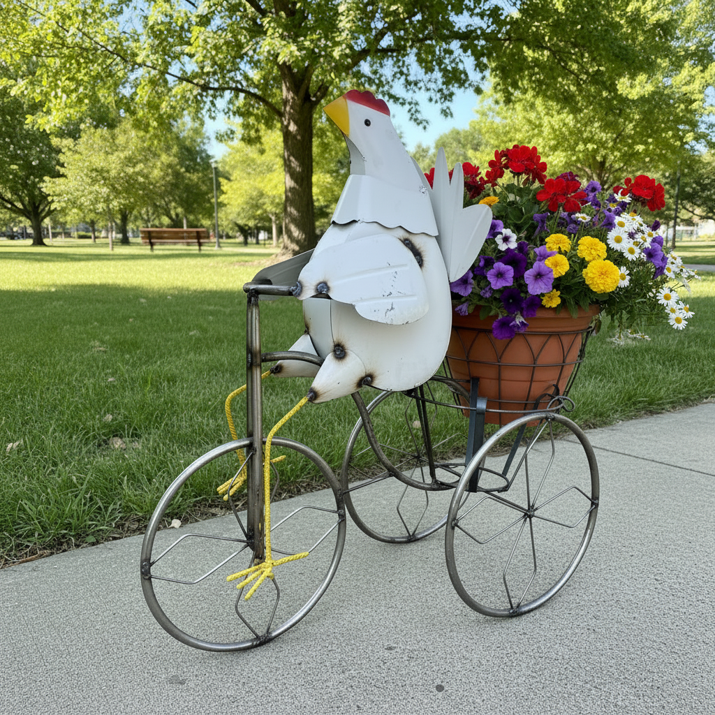 Hen on Tricycle Planter