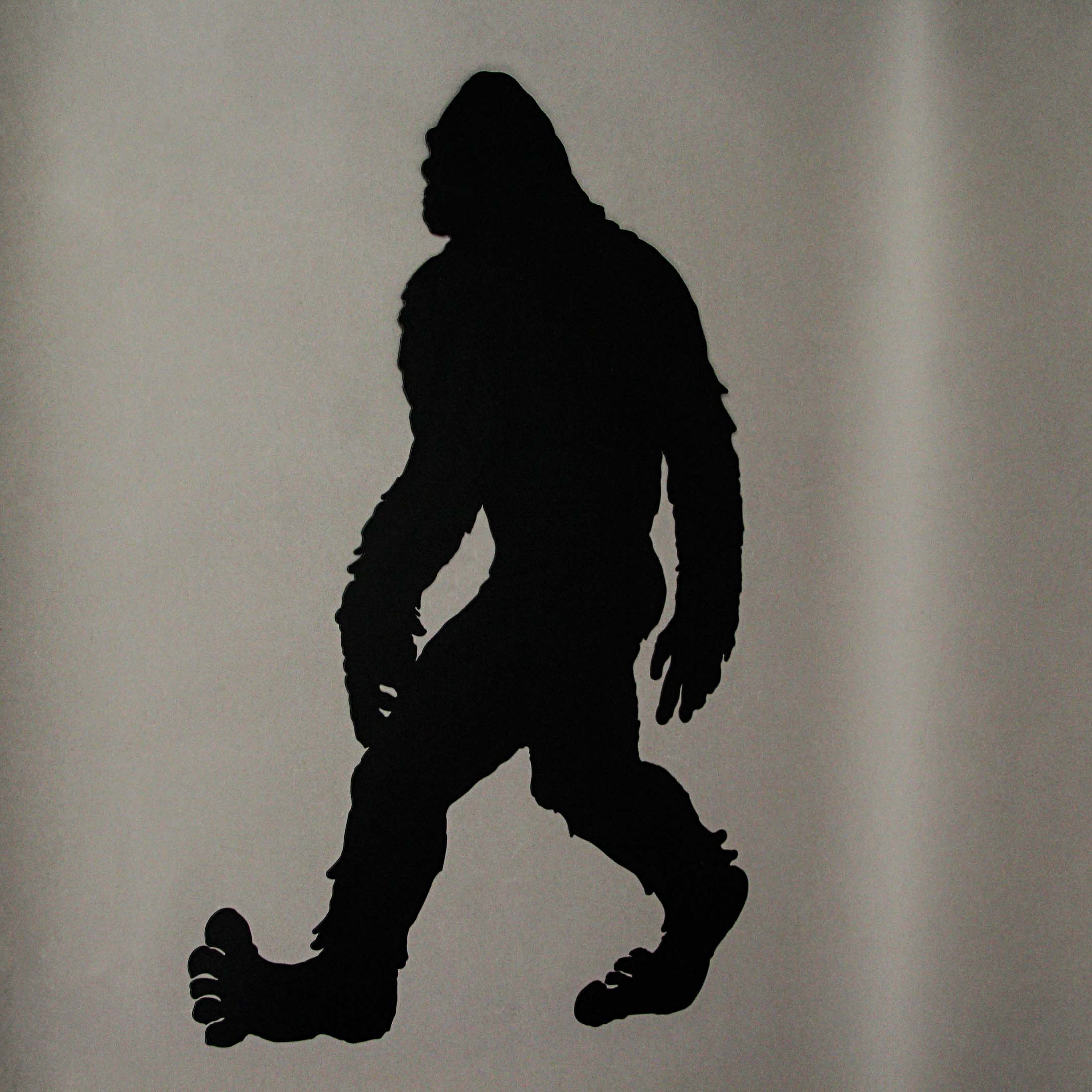 Black Metal Laser Cut Bigfoot Walking Wall Sculpture