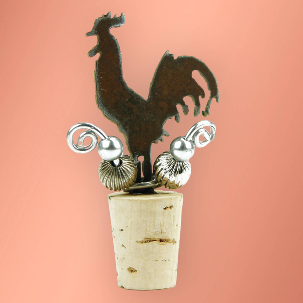 Wine cork rooster rustic metal sign kitchen farmhouse decor