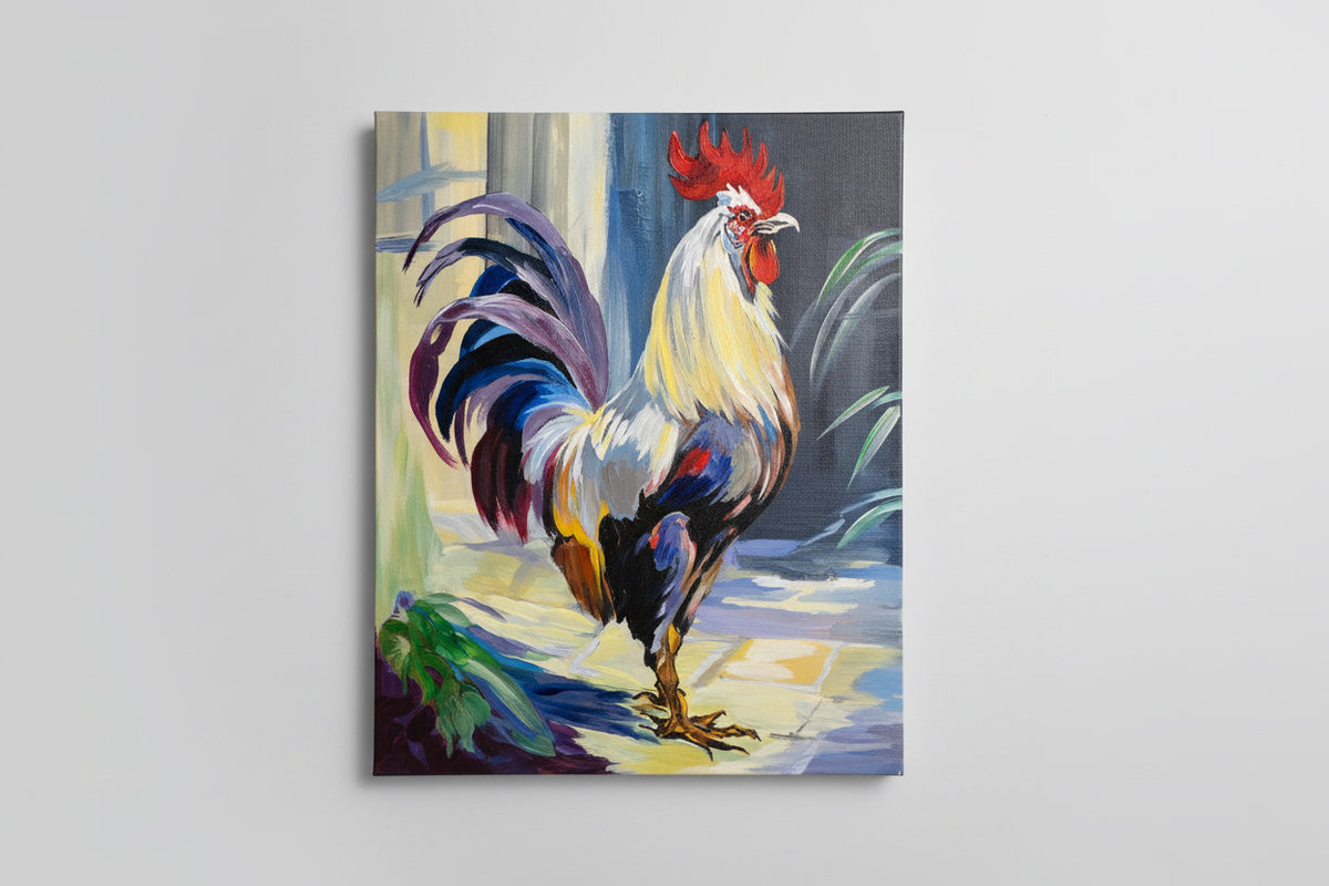 Rooster on Gesso Board