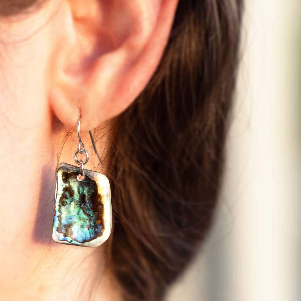PAUA SHELL EARRINGS | STERLING SILVER DROP EARRINGS