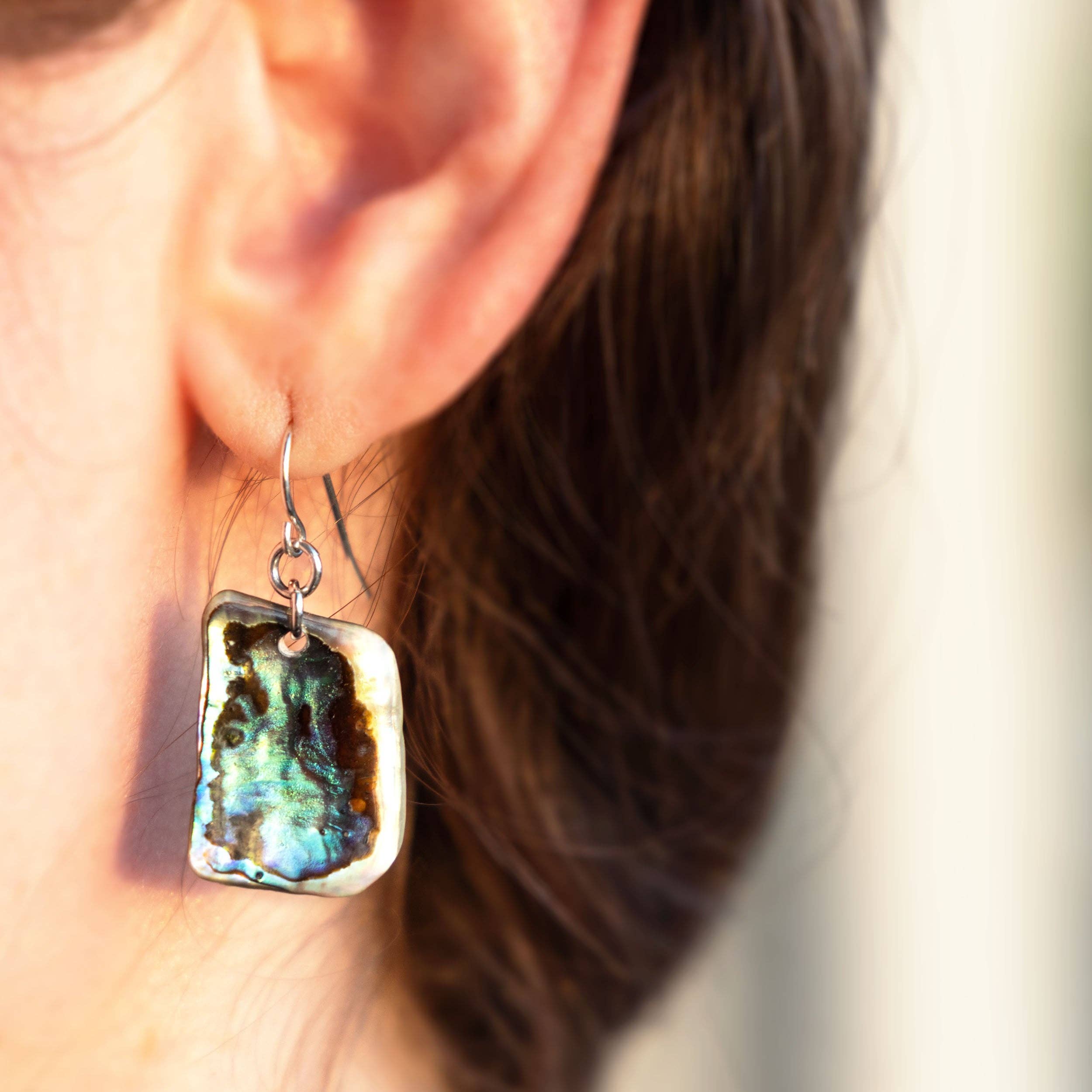 PAUA SHELL EARRINGS | STERLING SILVER DROP EARRINGS