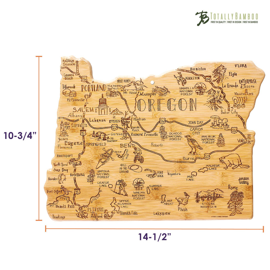 Destination Oregon Cutting Board with Engraved Artwork