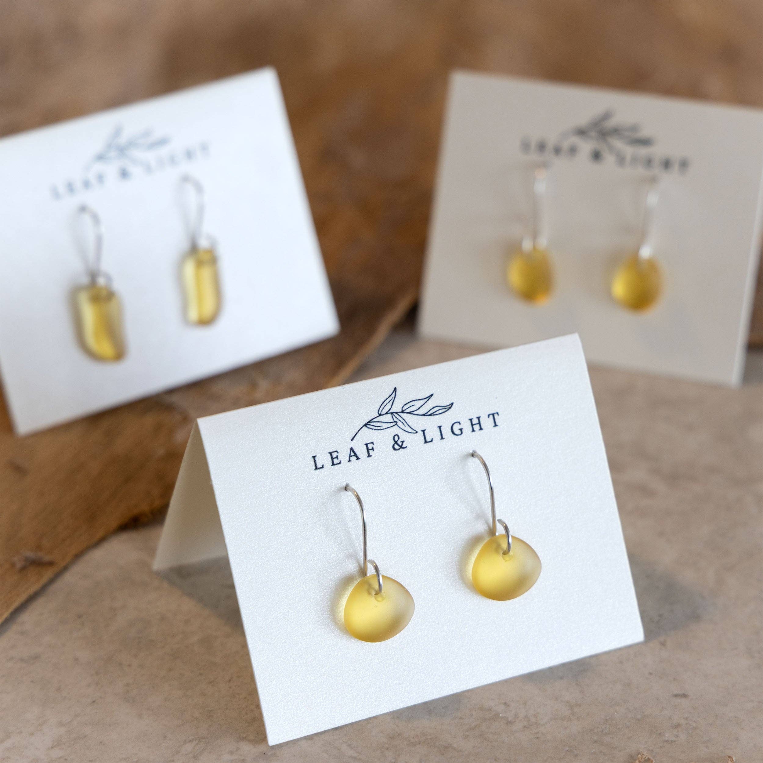 AMBER COASTAL GLASS DROP EARRINGS | STERLING SILVER