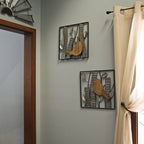 Set of 2 Rustic Wood & Metal Leaf Birds Wall Art