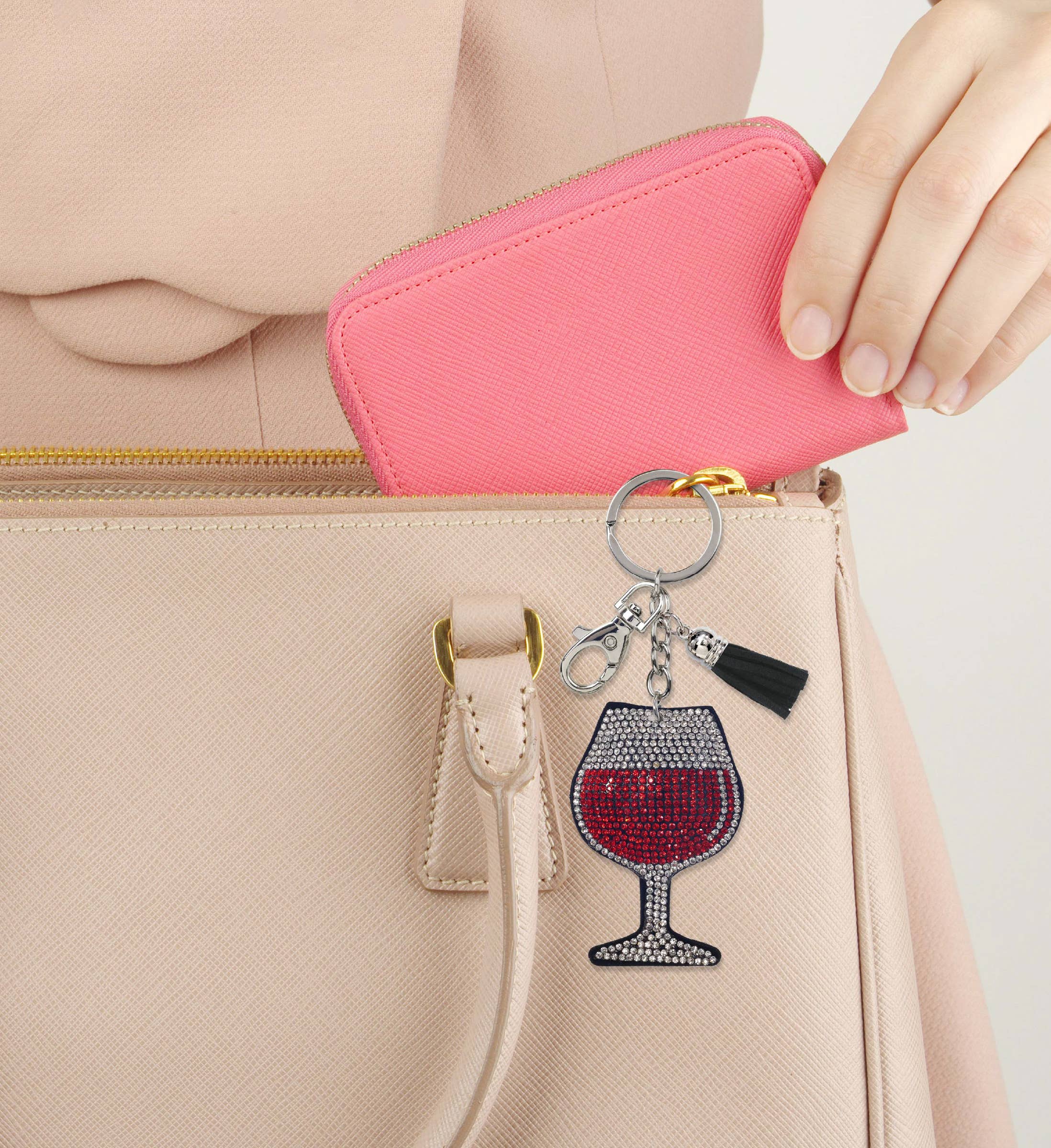 Sparkling Rhinestones Charm - Wine Glass