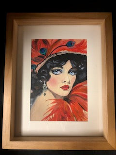 Red Roaring 20's Gal Framed 8x9.5