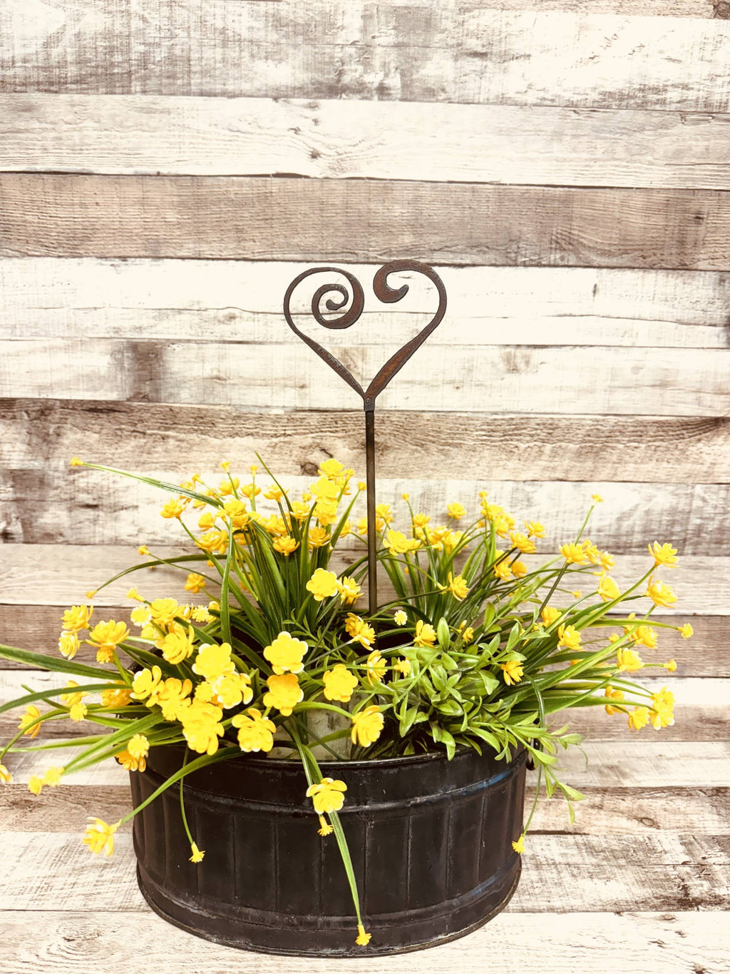 Outline Heart with Swirl Garden Whimsical Plant Stake