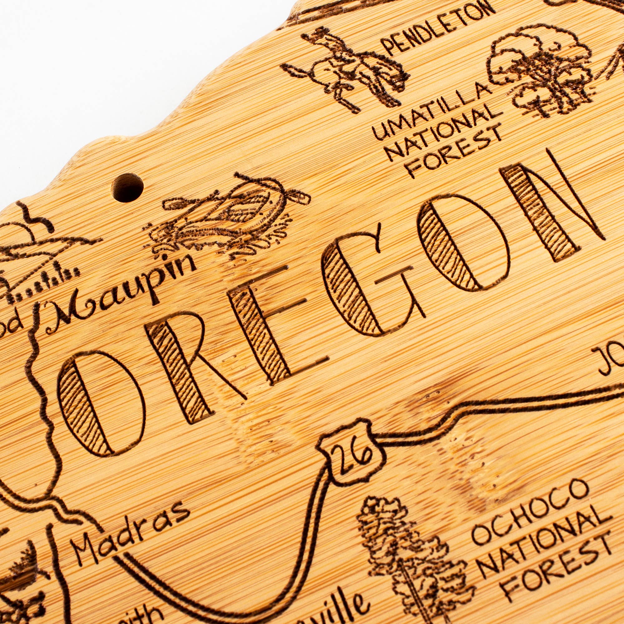 Destination Oregon Cutting Board with Engraved Artwork