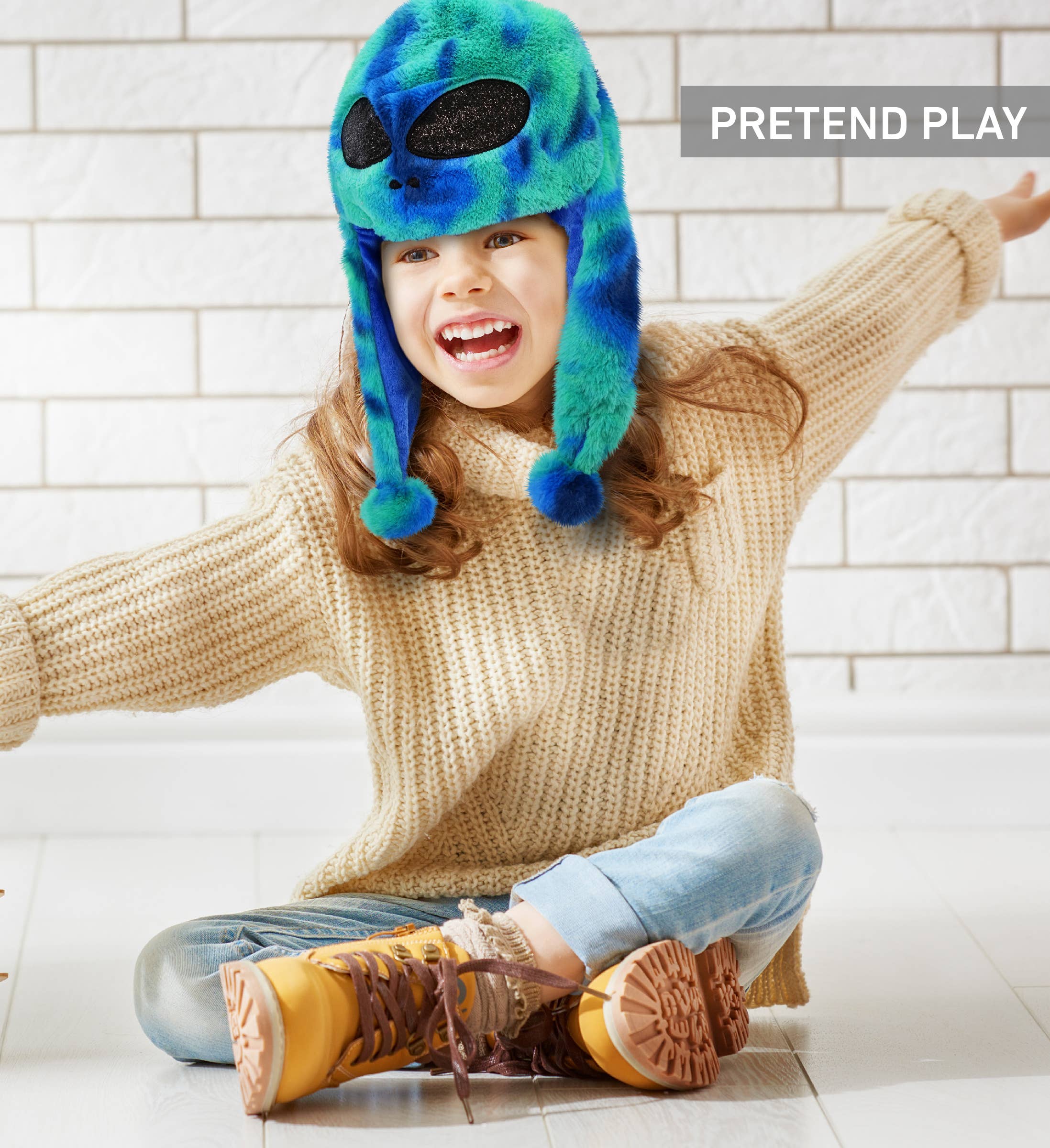 Super-Soft Plush Hat - Blue Tie-Dye Alien