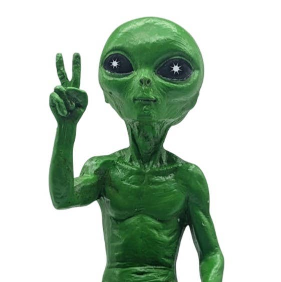 Alien Invasion Peace Dude Male Figurine 10" tall