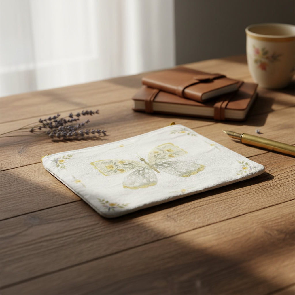 Yellow Butterfly Zipper Wallet**