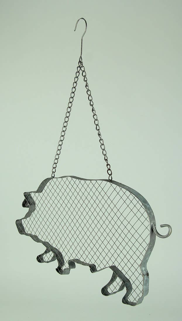 Metal And Mesh Wire Hanging Pig Farmhouse Decor