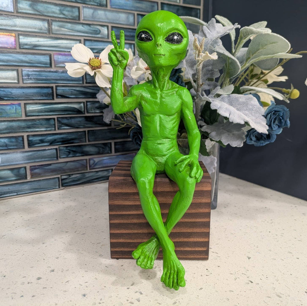 Alien Invasion Peace Dude Male Figurine 10" tall