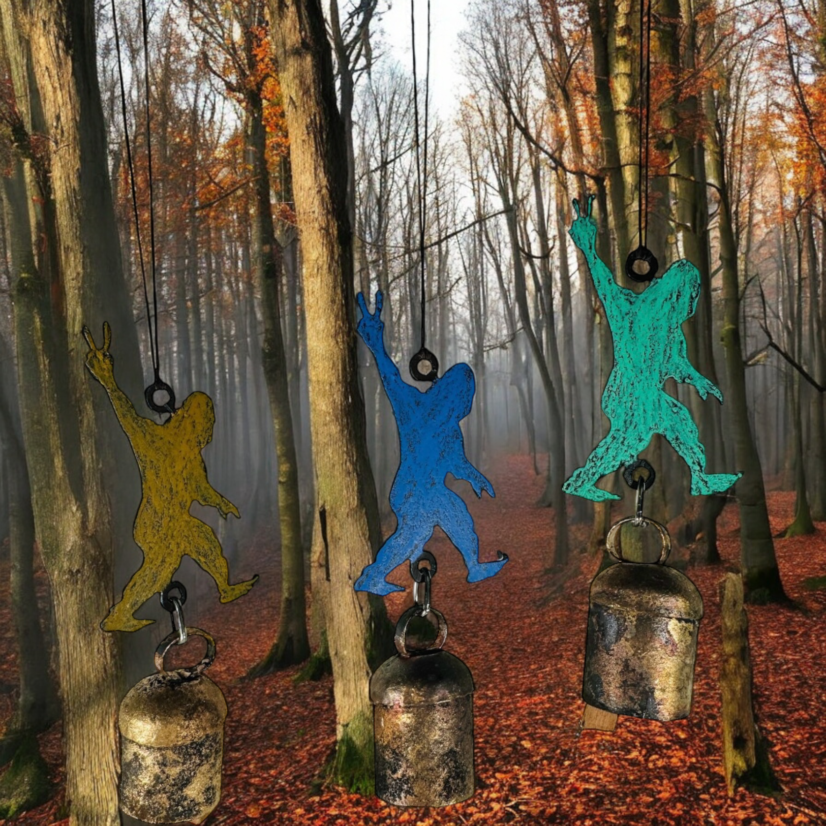 Bigfoot wind chime Peace sign