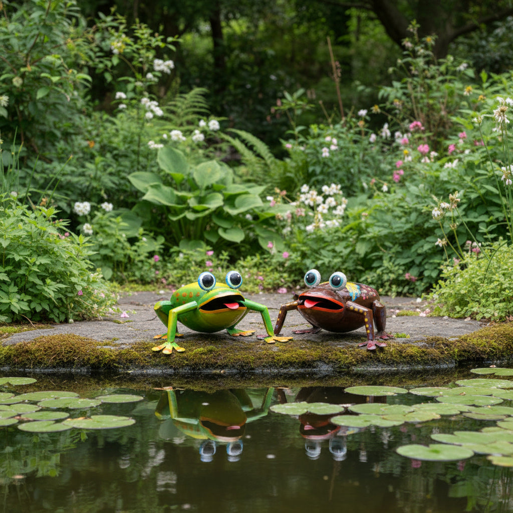 Metal painted frog with hand painted details